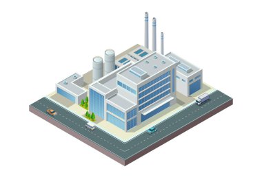 Modern Isometric Sanayi Fabrikası ve Depo Lojistik Binası