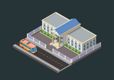 İznik modern ofis ya da otoyolda arabası olan okul binası.