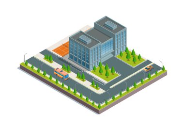 Tenis sahası olan Isome modern binası