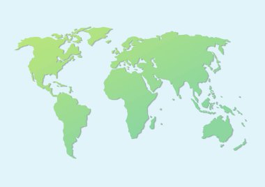 Basit yeşil dünya haritası. Vektör illüstrasyonu