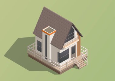 Oyun varlığı veya ögesi için izole edilmiş izometrik şirin ev