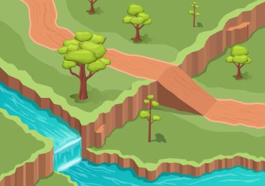 Isome güzel doğal nehir ve ağaçlı şelale