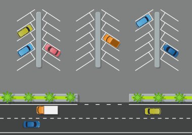 Şehrin park alanının ve otobanın üst manzarası