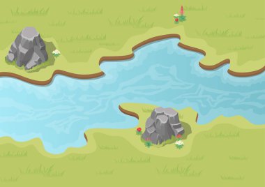 taşla ve bitkiyle akan nehir