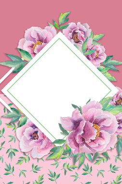 Suluboya Şakayık Tebrik Kartı Zarif Çiçek İllüstrasyon Yumuşak tonlu suluboya şakayıklar Romantik bir çiçek kompozisyonu oluşturur. Tebrik kartları, düğün davetiyeleri, markalaşma ve kadınsı kırtasiye tasarımları için ideal..