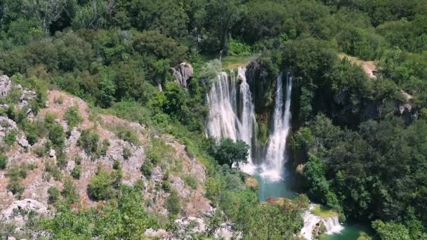 Vista Aérea Cascada Manojlovac Manojlovacki Slapovi Parque Nacional Krka Croacia — Vídeos de Stock