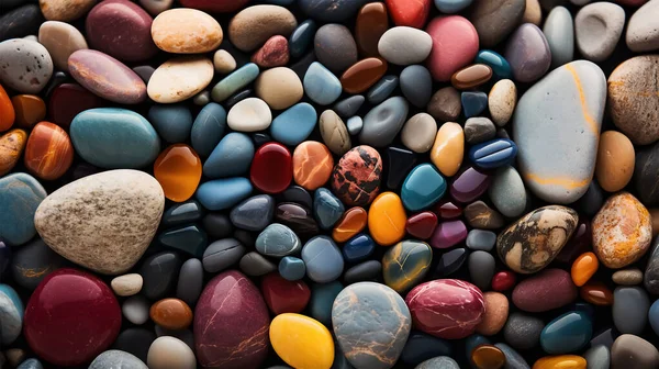 Цветные Морские Камни Фон Голубая Текстура Гальки Каменный Фон Синий — стоковое фото