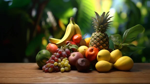 Frutti Freschi Frutta Assortiti Colorati Mangiare Pulito Sfondo Frutta Foto Stock