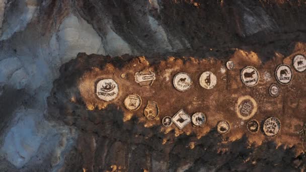 Міні Стіл Маунтін Камінням Символи Саєрета Маткаля Заході Сонця Гора — стокове відео