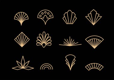 Güzel Art Deco seti, Gatsby palmette 1920 'lerden kalma moda ve tasarım trendleri