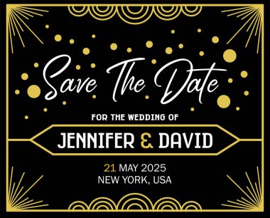 Düğün Davetiyesi Art Deco Gatsby 'nin Kükreyen Yirmili Yirmili Yirmili Yaş Sanatı