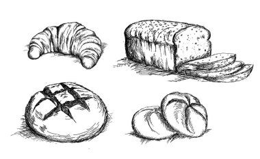 Güzel el çizimi ekmek ateşleme vektörü