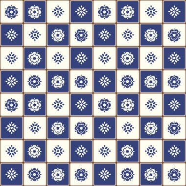 Mavi Portekizce desen - Azulejos vektör, moda dekorasyon fayans karoları