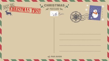 Bir Noel kartpostal vektörünün güzel retro tarzı şablonu