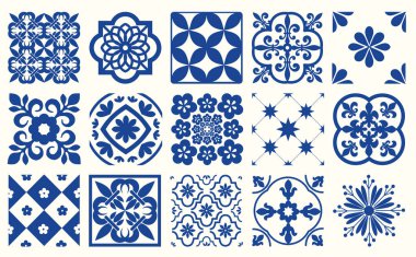 Mavi Portekizce desen - Azulejos vektör, moda dekorasyon fayans karoları