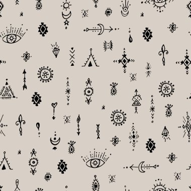 Boho kusursuz el çizimi şablon çizimi çizimi