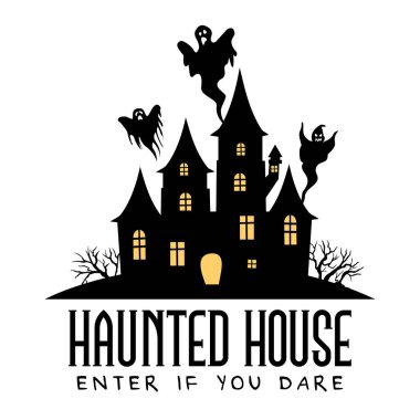 Cadılar Bayramı ürkütücü kaleleri ve ev vektörü seti