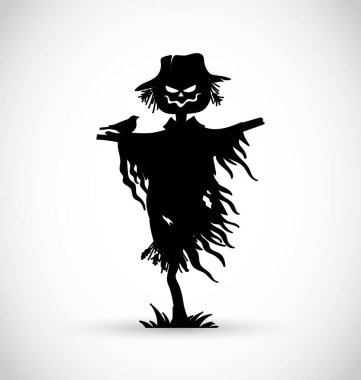 Korkunç korkuluk siyah siluet vektör çizimi