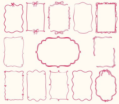 Çerçevelerin tuhaf el çizimi koleksiyonu, vektör çizimi 