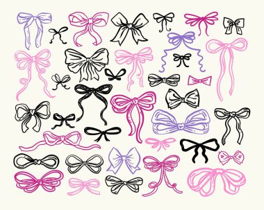 El çizimi kaprisli yay koleksiyonu - vektör kümesi