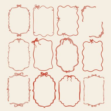 Çerçevelerin tuhaf el çizimi koleksiyonu, vektör çizimi