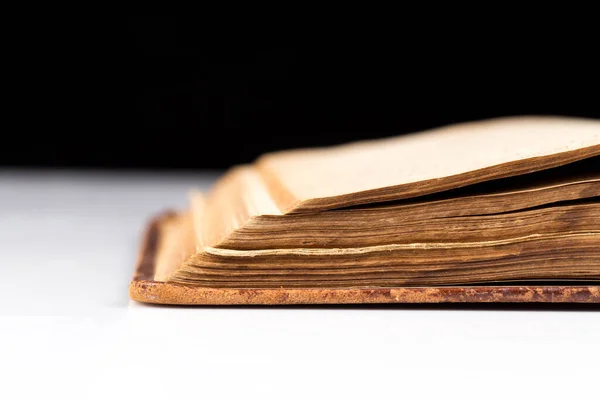 Ancient Book Shot Black Background Book Bad Condition — Stock Photo, Image