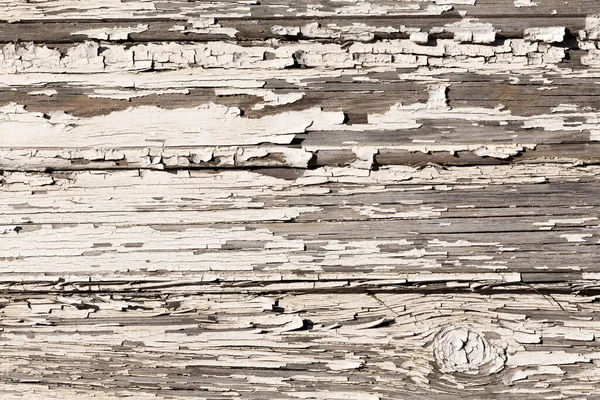 Dřevěná Stěna Starou Bílou Barvou Silně Ošlehaná Oloupané Pozadí Textury — Stock fotografie