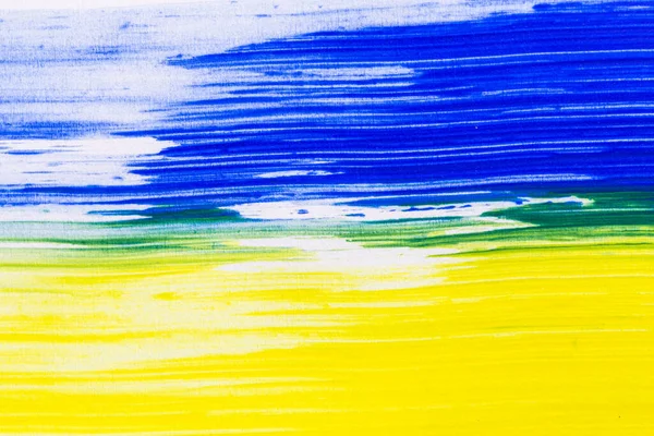 Украинский Флаг Акриловая Краска Текстура Рисунок Состояние Желтый Синий — стоковое фото