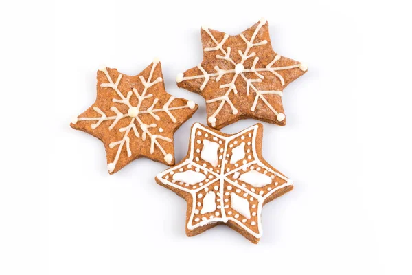 Kształt Gwiazdy Boże Narodzenie Piernika Cookie Białym Tle — Zdjęcie stockowe