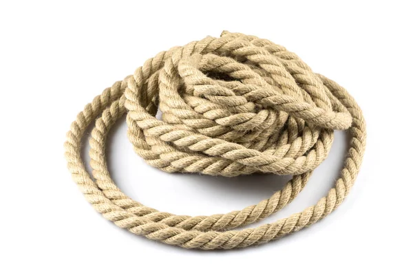 Twisted Thick Ship Ropes Knot Isolated Background — Stock Photo, Image
