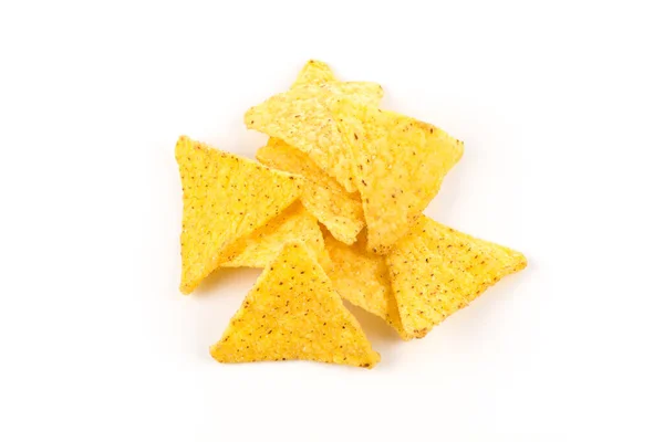 Snack Solené Kukuřičné Nachos Chips Izolované Bílém — Stock fotografie