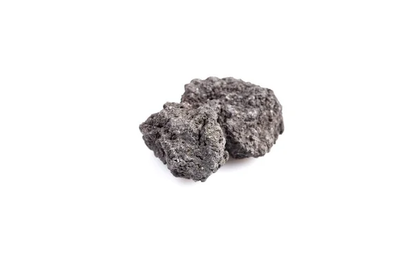 Pedra Lava Preta Vulcão Sobre Fundo Branco — Fotografia de Stock