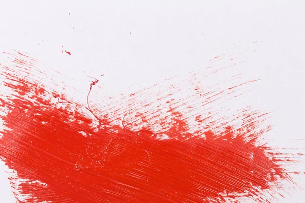 Salpicadura Roja Del Pincel Pintura Sobre Papel Blanco — Foto de Stock