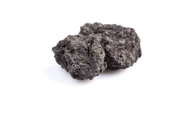 Чорний Лавовий Камінь Вулкана Білому Тлі — стокове фото