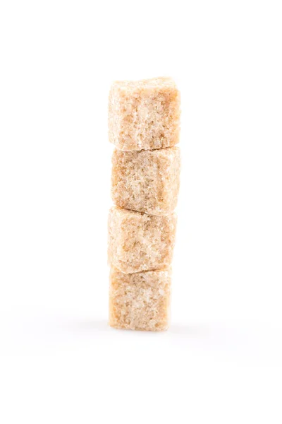 Beyaz Bir Arka Plan Üzerinde Izole Kahverengi Şeker Küpü — Stok fotoğraf