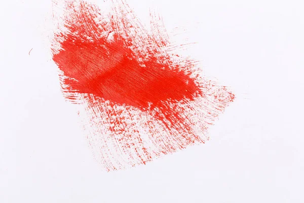 Salpicadura Roja Del Pincel Pintura Sobre Papel Blanco — Foto de Stock