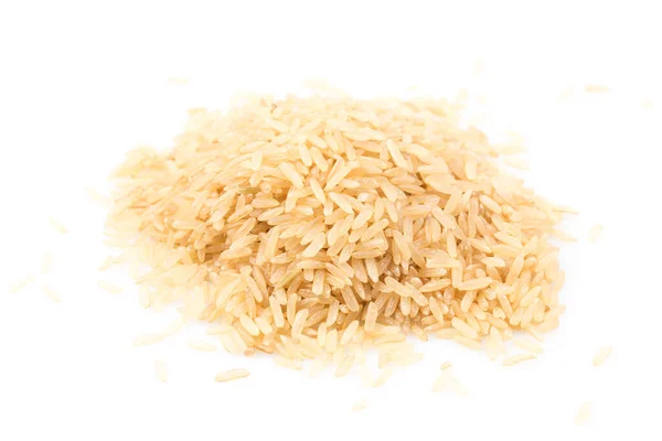 Pile Brown Rice Isolated White Background — Stock Photo, Image