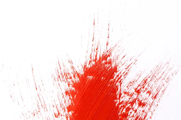 白い紙にペイントブラシの赤いストロークスプラッシュ — ストック写真