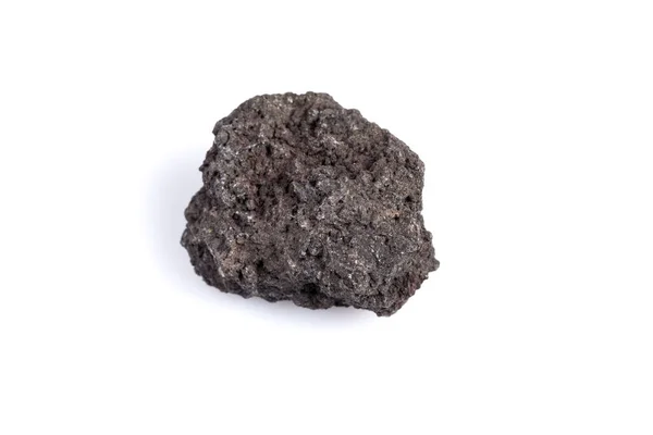 Černá Láva Rock Sopky Bílém Pozadí — Stock fotografie