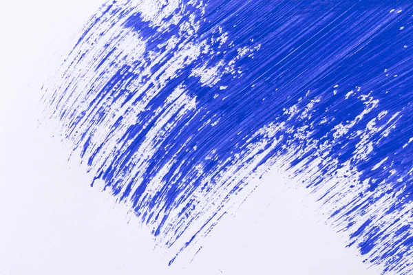 Trazo Salpicadura Azul Del Pincel Sobre Fondo Textura Papel Blanco —  Fotos de Stock
