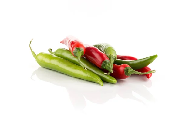 Green Red Chili Pepper Isolated White Background — Stock Photo, Image