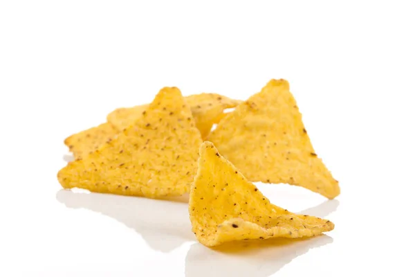Gesalzene Mais Snack Nachos Chips Isoliert Auf Weiß — Stockfoto