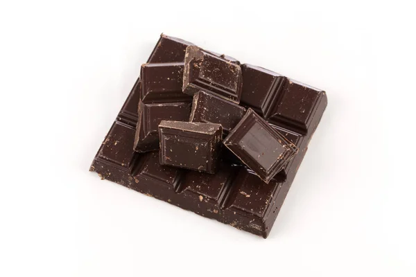 Dark Milk Chocolate Chopped White Background — Stock Photo, Image