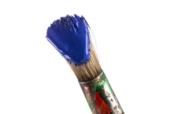 Brush Blue Paint Isolated White Background — Fotografia de Stock