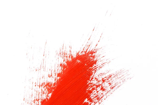 Plusk Czerwonego Pociągnięcia Pędzla Białym Papierze — Zdjęcie stockowe