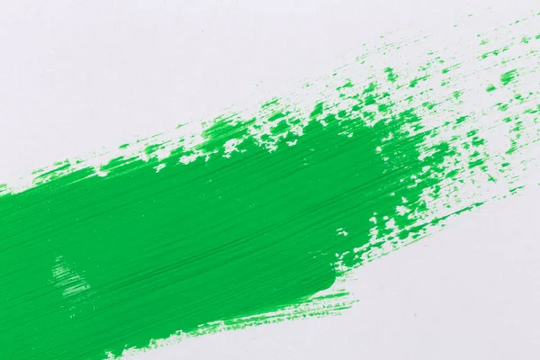Green Texture Splash Stroke Paint Brush White Paper Background — Foto Stock