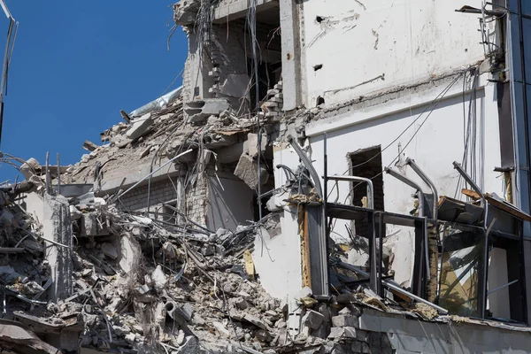 stock image Pieces of Metal and Stone are Crumbling from Demolished