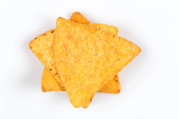 Mexikanische Mais Nachos Chips Isoliert Auf Weißem Hintergrund — Stockfoto