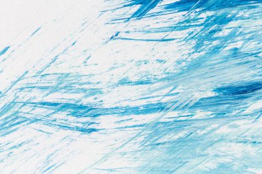 Bue paint texture background blue color on white paper. Brush stroke. Hand made