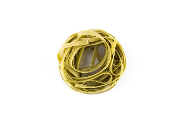 Dry Green Nest Pasta Isolated White Background — Stock Photo, Image